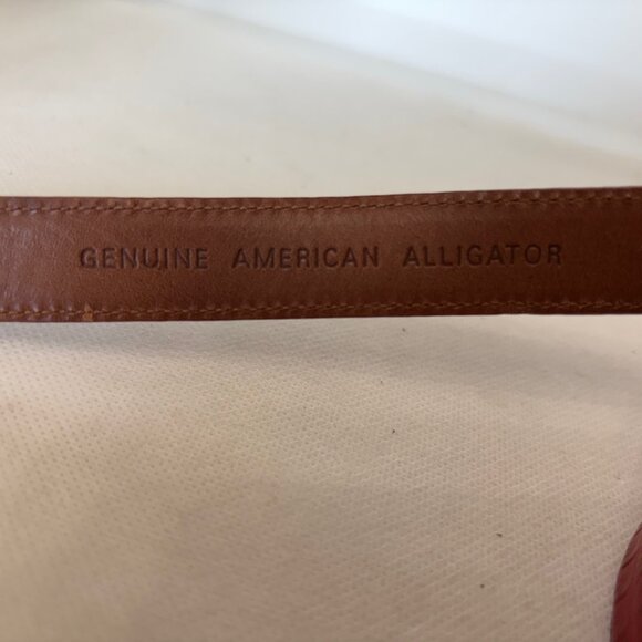 NEW RALPH LAUREN RED ALLIGATOR LEATHER DOUBLE WRAP BELT BRASS BUCKLES ITALY M - Picture 7 of 7
